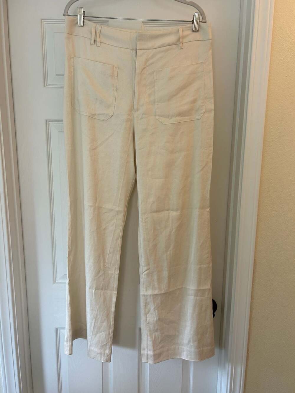 Maeve Colette Linen Stretch High-Rise Wide-Leg Pants Chalk White 14 - Picture 6 of 12